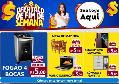 Modelo de Encarte para Encarte A4 Horizontal com o tema Ofertaço de Fim de Semana para Móveis e Eletro