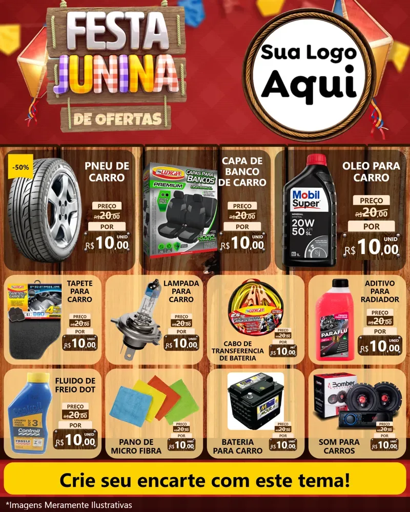 Modelo de Rede Social para Feed Instagram com o tema Festa Junina de Ofertas para Auto peças