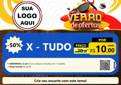 Modelo de Cartaz para Cartaz A4 Horizontal com o tema Super Verão de Ofertas para Hamburgueria