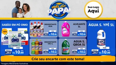 Modelo de TV para TV Horizontal com o tema Ofertas Imperdíveis Mês Do Papai para Produtos de Limpeza