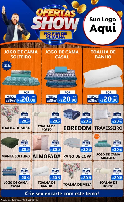 Modelo de Encarte para Encarte Grande com o tema Ofertas Show No Fim De Semana para Cama, Mesa e Banho