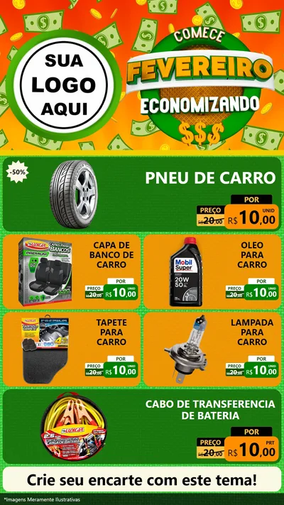 Modelo de TV para TV Vertical com o tema Comece Fevereiro Economizando para Auto peças