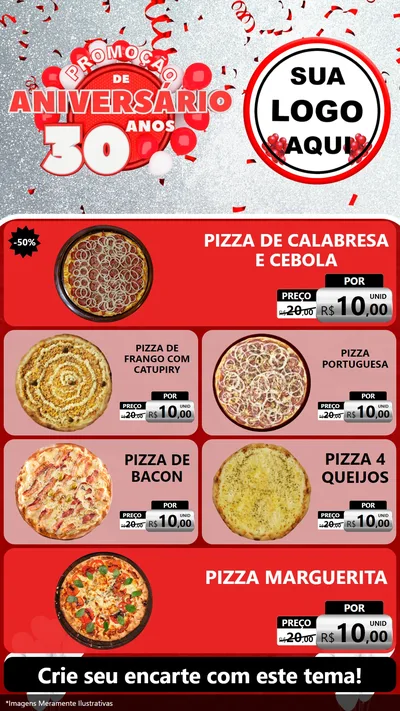 Modelo de TV para TV Vertical com o tema Promoção de Aniversário - 30 Anos para Pizzaria