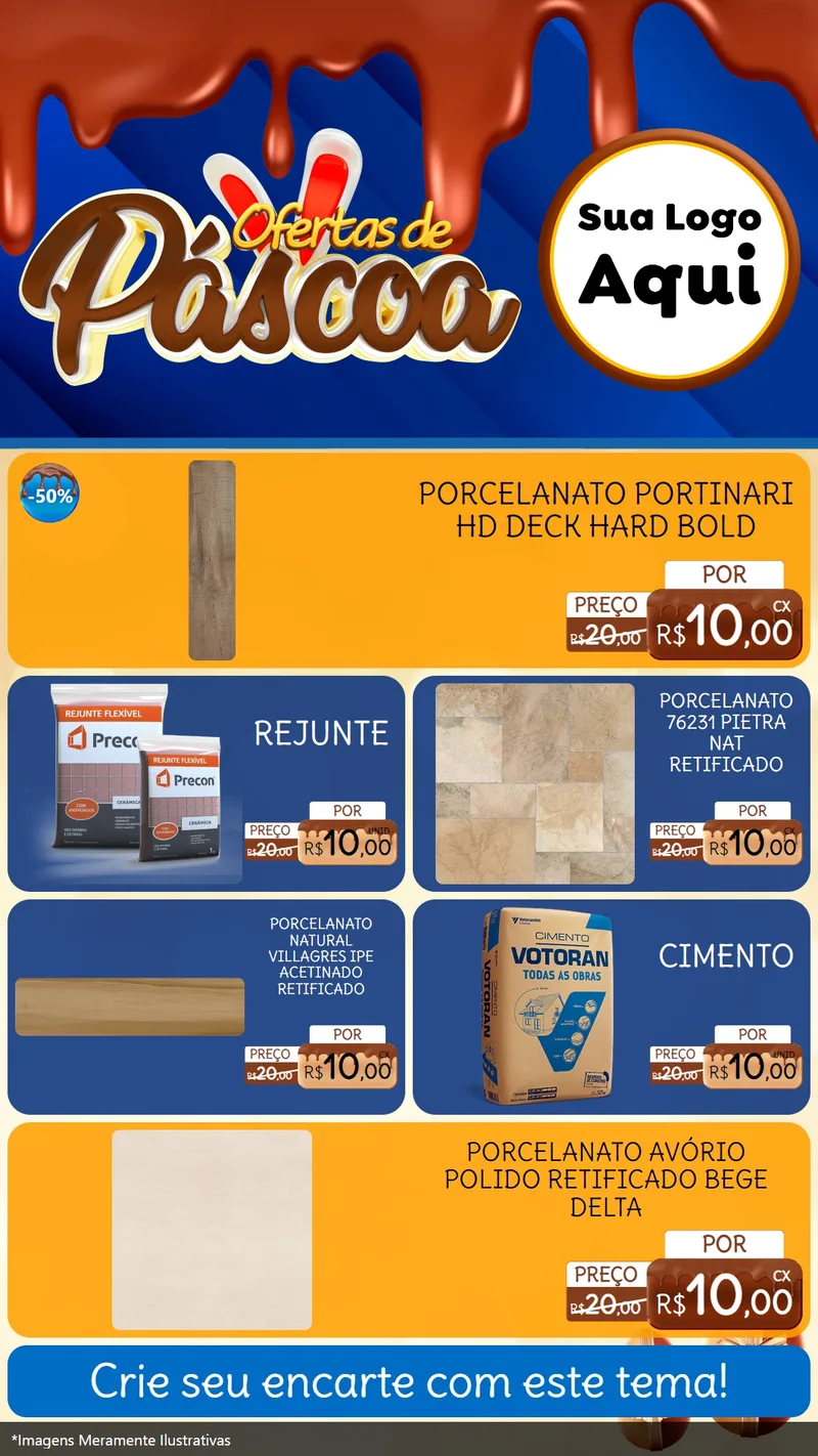 Modelo de TV para TV Vertical com o tema Ofertas de Páscoa para Pisos e revestimentos
