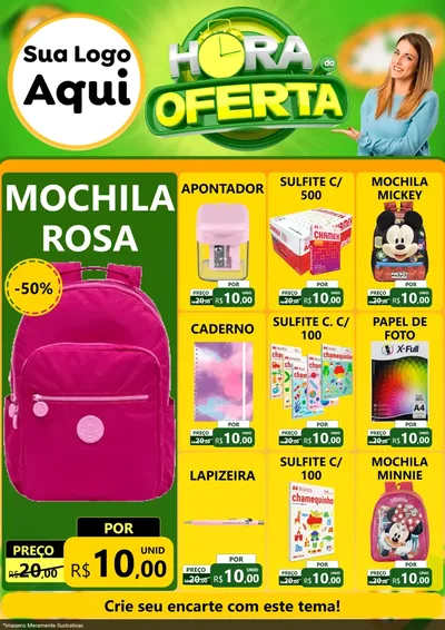 Modelo de Encarte para Encarte A4 Vertical com o tema Hora da Oferta para Papelaria