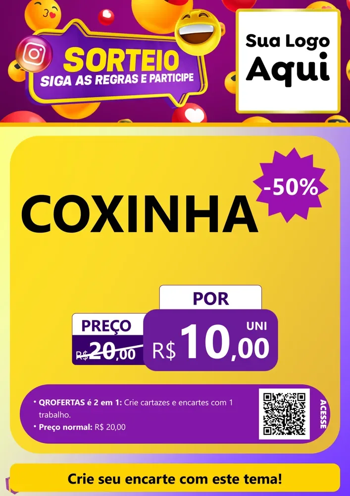 Modelo de Cartaz para Cartaz A4 Vertical com o tema Sorteio para Salgadaria