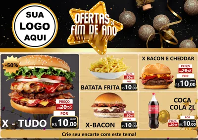 Modelo de Encarte para Encarte A4 Horizontal com o tema Ofertas de Fim de Ano para Hamburgueria
