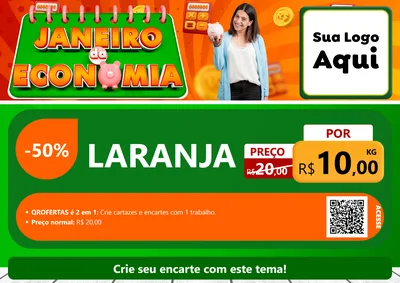 Modelo de Cartaz para Cartaz A4 Horizontal com o tema Janeiro da Economia para Hortifrúti