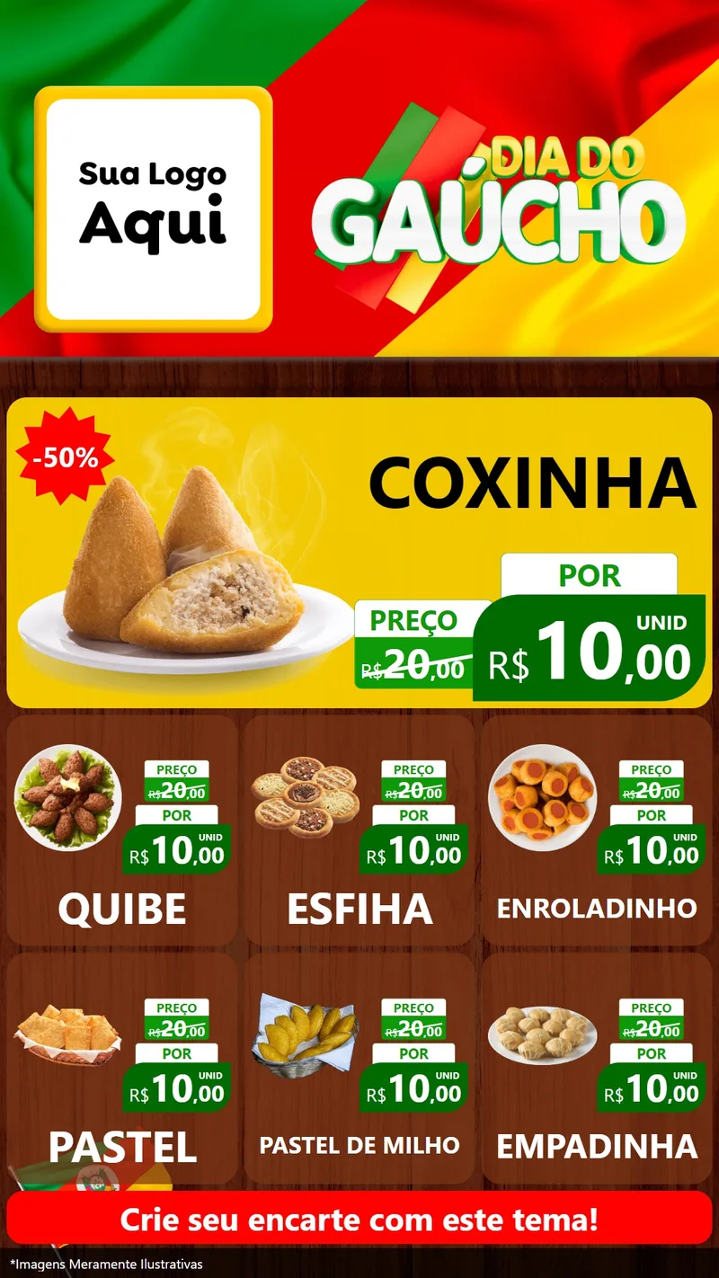 Modelo de Rede Social para Stories com o tema Dia do Gaúcho para Salgadaria