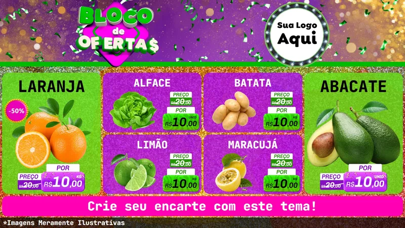 Modelo de TV para TV Horizontal com o tema Bloco de Ofertas para Hortifrúti