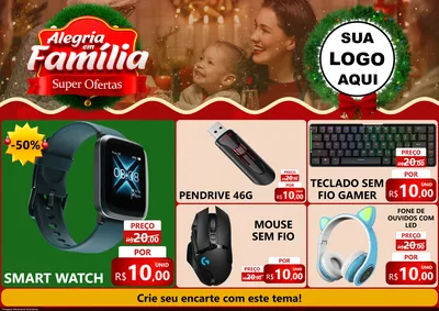 Modelo de Encarte para Encarte A4 Horizontal com o tema Alegria Em Família - Super Ofertas para Informática