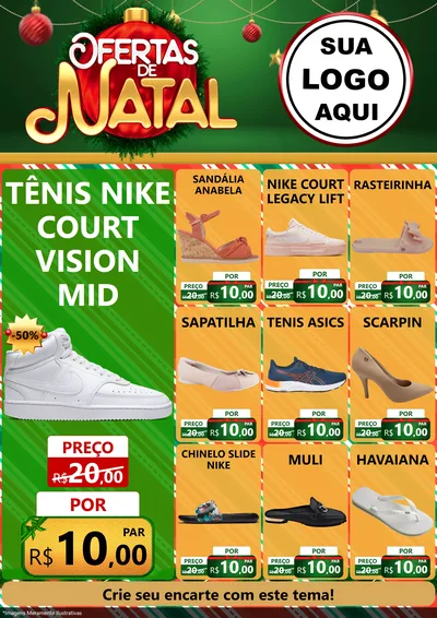 Modelo de Encarte para Encarte A4 Vertical com o tema Ofertas de Natal para Calçados