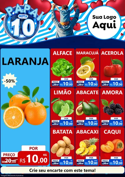 Modelo de Encarte para Encarte A4 Vertical com o tema Papai Nota 10 para Hortifrúti