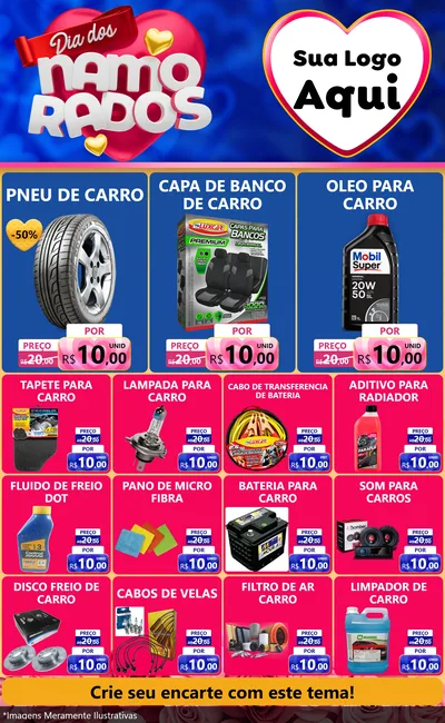 Modelo de Encarte para Encarte Grande com o tema Dia dos namorados para Auto peças