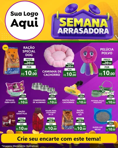 Modelo de Rede Social para Feed Instagram com o tema Semana Arrasadora para Pet Shop