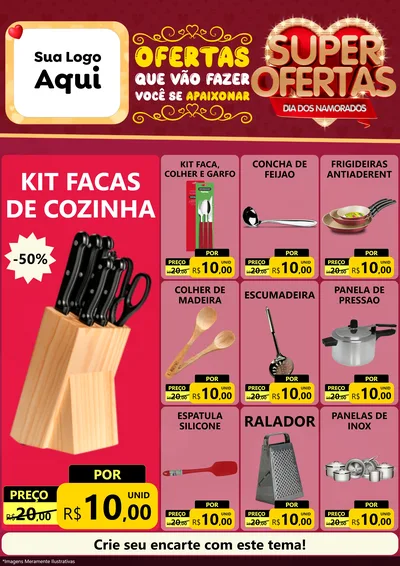Modelo de Encarte para Encarte A4 Vertical com o tema Dia dos Namorados para Utilidades Domésticas