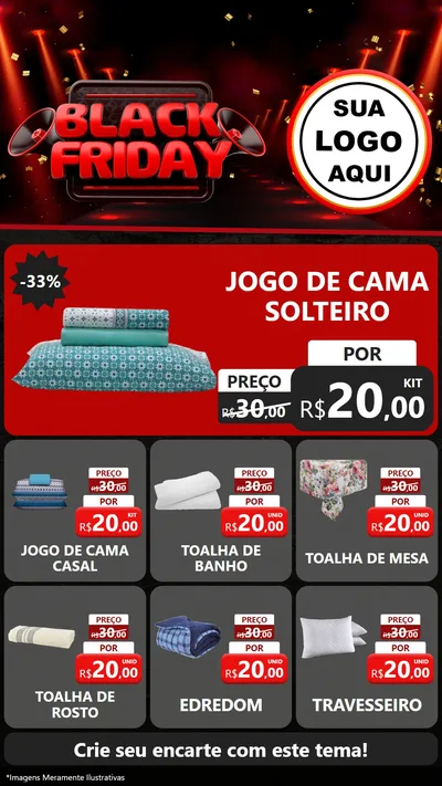 Modelo de Rede Social para Stories com o tema Black Friday para Cama, Mesa e Banho