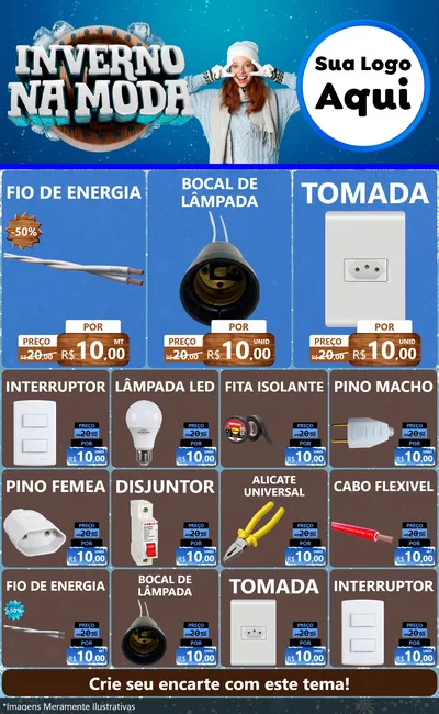 Modelo de Encarte para Encarte Grande com o tema Inverno na Moda para Materiais Elétricos