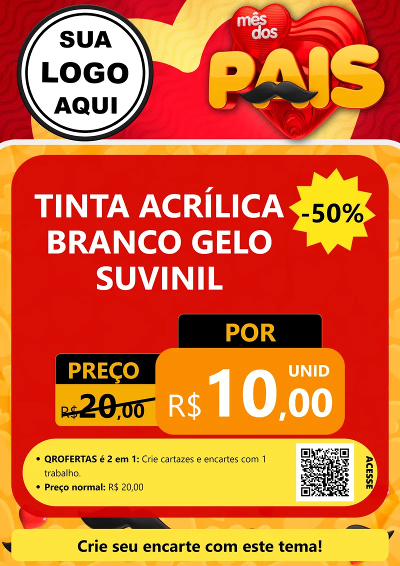 Modelo de Cartaz para Cartaz A4 Vertical com o tema Mês Dos Pais para Tintas e Ferramentas