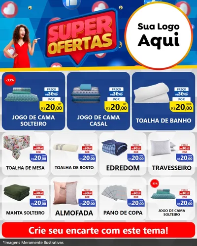 Modelo de Rede Social para Feed Instagram com o tema Super Ofertas para Cama, Mesa e Banho