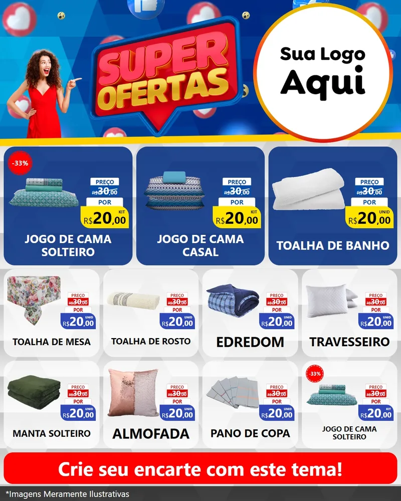 Modelo de Rede Social para Feed Instagram com o tema Super Ofertas para Cama, Mesa e Banho