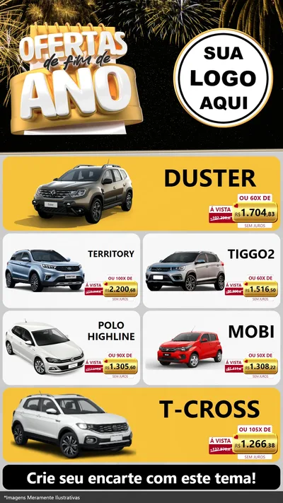Modelo de TV para TV Vertical com o tema Ofertas de Fim de Ano para Concessionaria de Carros