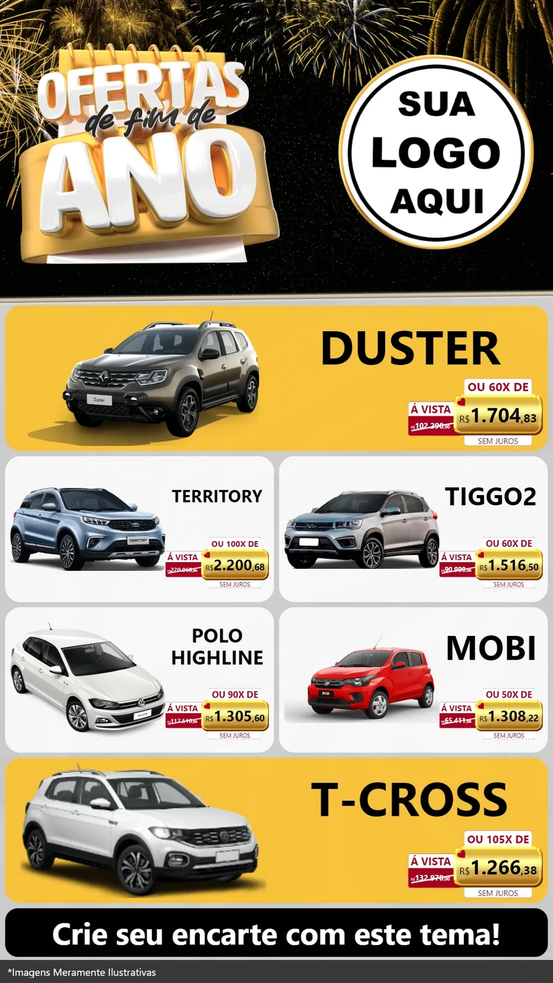 Modelo de TV para TV Vertical com o tema Ofertas de Fim de Ano para Concessionaria de Carros