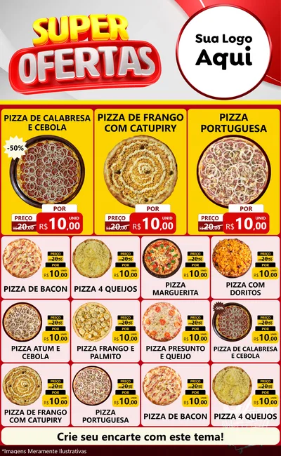 Modelo de Encarte para Encarte Grande com o tema Super Ofertas para Pizzaria