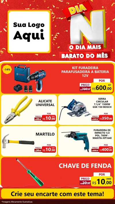 Modelo de TV para TV Vertical com o tema Dia N o Dia Mais Barato do Mês para Maquinas e Ferramentas