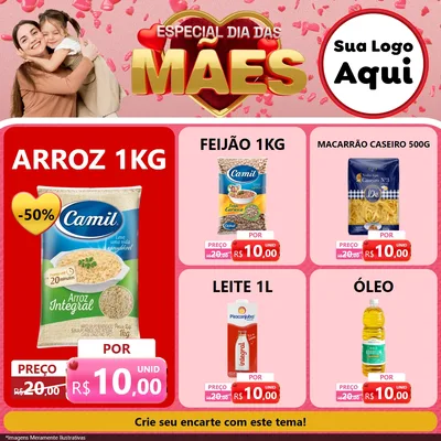Modelo de Rede Social para Feed Facebook com o tema Especial Dia Das Mães para Supermercado