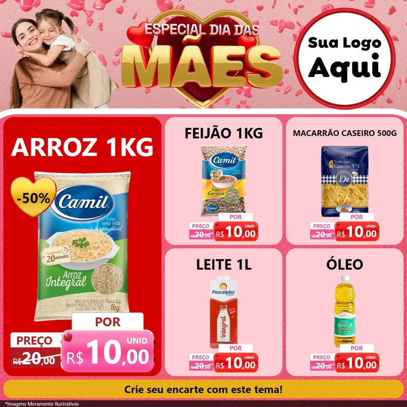 Modelo de Rede Social para Feed Facebook com o tema Especial Dia Das Mães para Supermercado