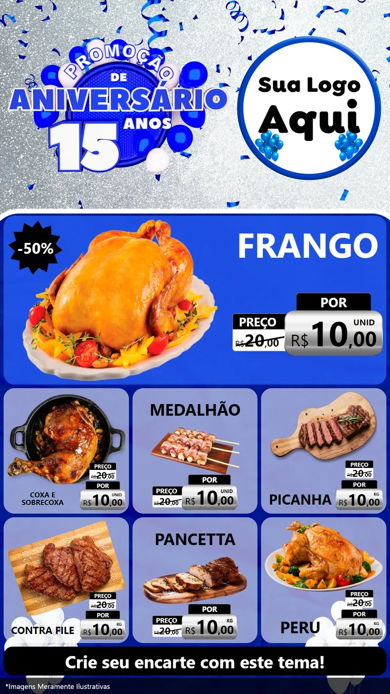Modelo de Rede Social para Stories com o tema Promoção de Aniversário - 15 Anos para Assados