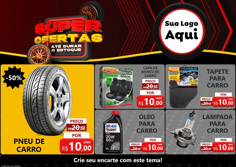 Modelo de Encarte para Encarte A4 Horizontal com o tema Super Ofertas Até Durar o Estoque para Auto peças