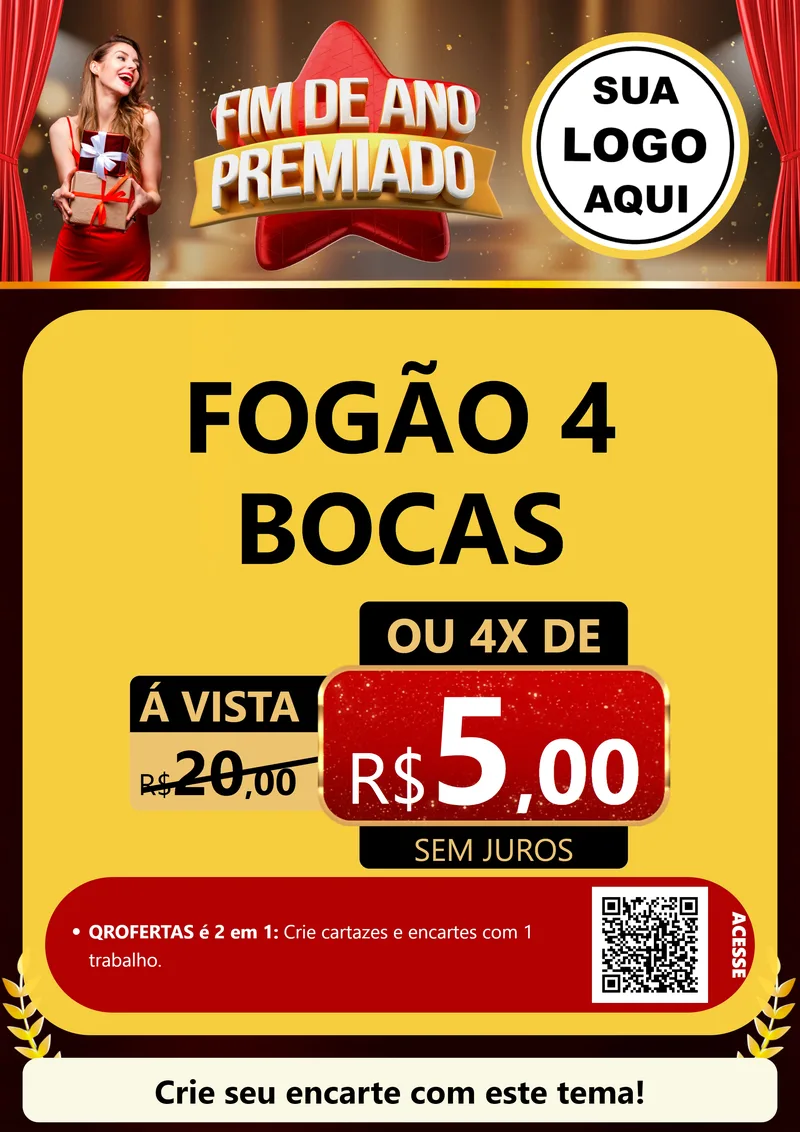 Modelo de Cartaz para Cartaz A4 Vertical com o tema Fim de Ano Premiado para Móveis e Eletro