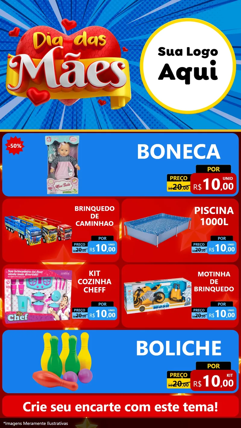 Modelo de TV para TV Vertical com o tema Dia das Mães para Brinquedos