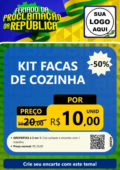Modelo de Cartaz para Cartaz A4 Vertical com o tema Feriado da Proclamação da República para Utilidades Domésticas
