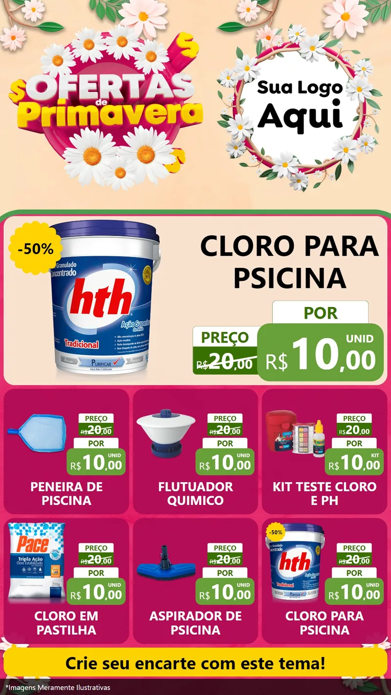 Modelo de Rede Social para Stories com o tema Ofertas de Primavera para Produtos para Piscina