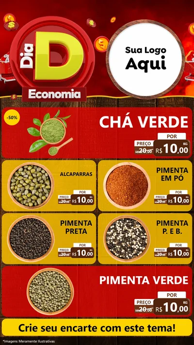 Modelo de TV para TV Vertical com o tema Dia D Economia para Produtos Naturais