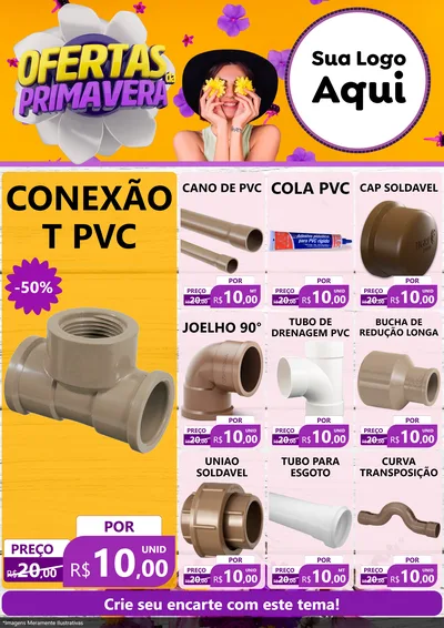 Modelo de Encarte para Encarte A4 Vertical com o tema Ofertas Da Primavera para Tubos e conexões