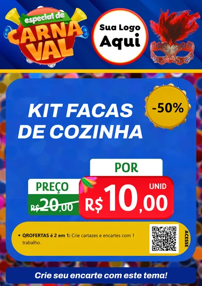 Modelo de Cartaz para Cartaz A4 Vertical com o tema Especial de Carnaval para Utilidades Domésticas