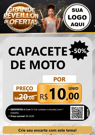 Modelo de Cartaz para Cartaz A4 Vertical com o tema Grande Réveillon de Ofertas para Moto peças