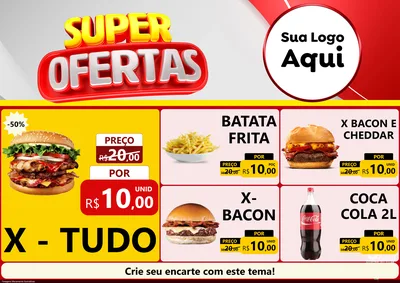 Modelo de Encarte para Encarte A4 Horizontal com o tema Super Ofertas para Hamburgueria