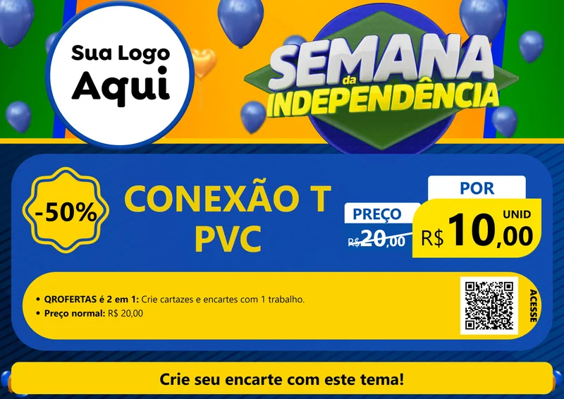 Modelo de Cartaz para Cartaz A4 Horizontal com o tema Semana da Independência para Tubos e conexões