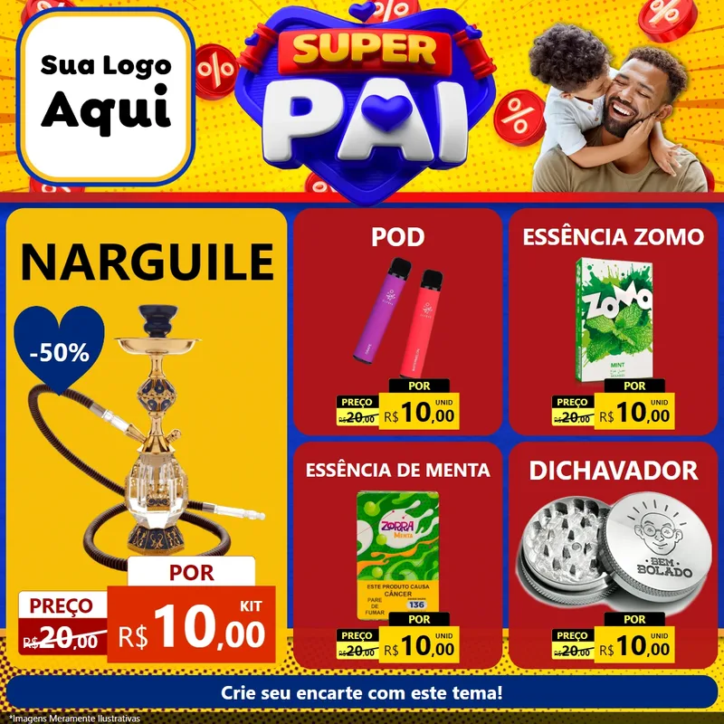 Modelo de Rede Social para Feed Facebook com o tema Super Pai para Tabacaria