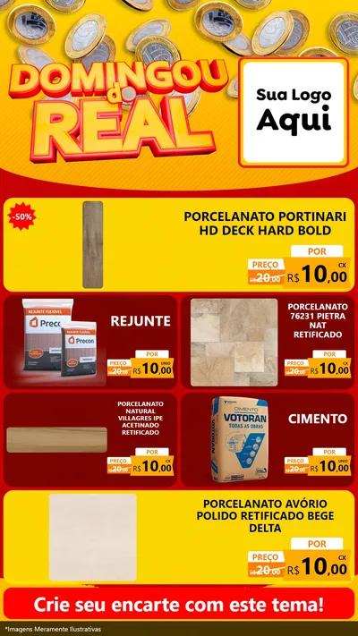 Modelo de TV para TV Vertical com o tema Domingou do Real para Pisos e revestimentos