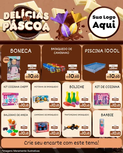 Modelo de Rede Social para Feed Instagram com o tema Delícias de Páscoa para Brinquedos