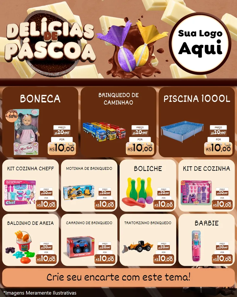 Modelo de Rede Social para Feed Instagram com o tema Delícias de Páscoa para Brinquedos