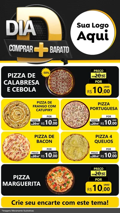 Modelo de TV para TV Vertical com o tema Dia D Mais Economia para Pizzaria