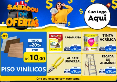 Modelo de Encarte para Encarte A4 Horizontal com o tema Sabadou de Ofertas para Material para Construção