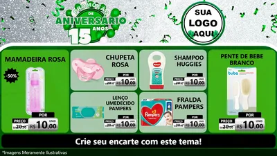 Modelo de TV para TV Horizontal com o tema Promoção de Aniversário - 15 Anos para Bebês